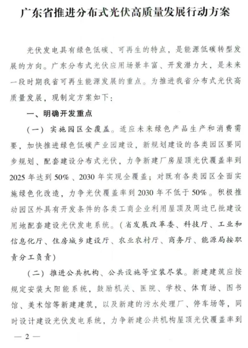 廣東官方發文：大力支持分布式光伏全覆蓋！